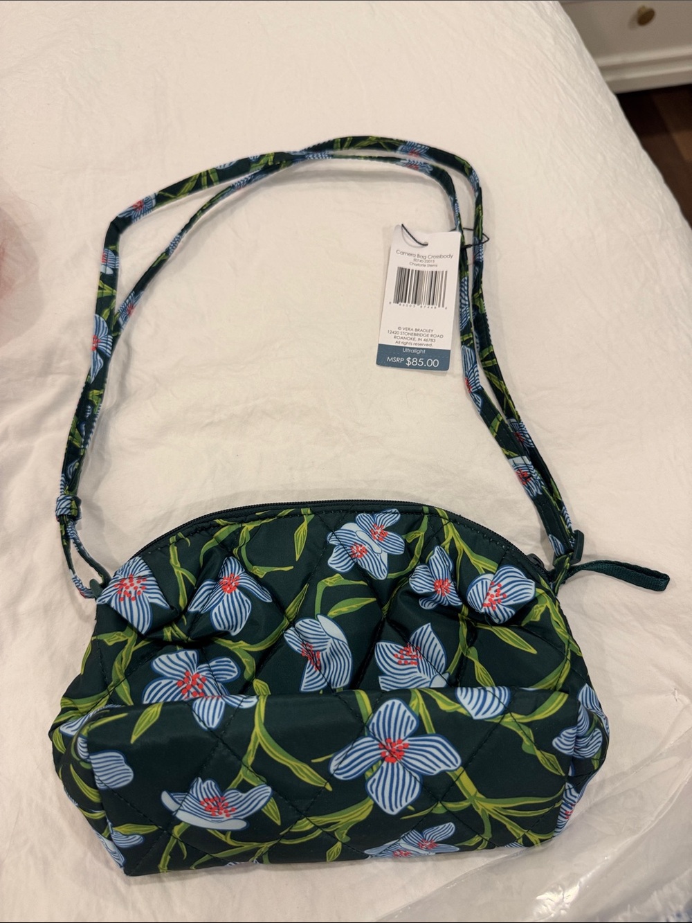 Vera Bradley Charlotte, stems Quilted Floral Crossbody Bag in Dark Green